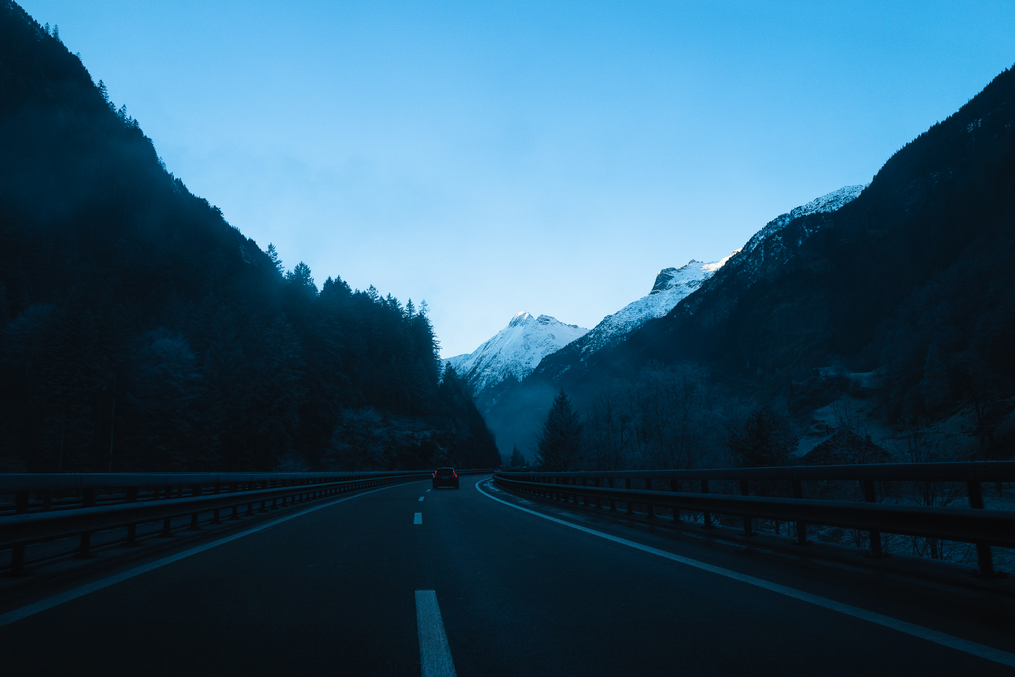 Snowy mountain landscape in Switzerland.